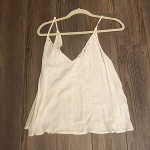 White flowy top with embroidery